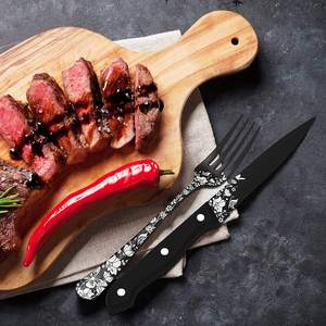 Diseño personalizado elegante juego de cubiertos de acero inoxidable fiestas celebración vajilla decorativa juego de cubiertos de metal esmalte negro - Product Image 5