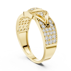 Bague en diamant à motif chevron avec centre structuré |   Bijoux de luxe modernes - Product Image 5