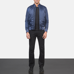 Veste en cuir pour hommes de style motard de haute qualité en tissu léger avec col montant - Product Image 4