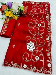 ผ้าส่าหรีอินเดียสำหรับผู้หญิง รุ่นมัลติโค้ดดิ้ง พิตต้า ดาการ์ พร้อมงานปักเลื่อม ขอบผ้าปาลลูหรูหรา ดีไซน์เนอร์คัทเวิร์คบริเวอร์ดจ์ และลายบุตติ - Product Image 4