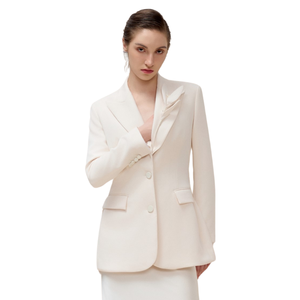 เบลเซอร์สไตล์ผู้หญิง2กระเป๋าสำหรับผู้หญิงเสื้อเบลเซอร์หยักแบบมีรอยบากผ้าสแปนเด็กซ์ผ้าขาวเวียดนาม - Product Image 1