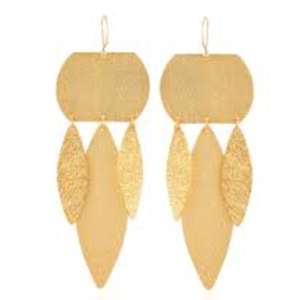 Boucles d'oreilles pendantes en laiton antique plaqué or 18 carats, faites à la main, designs uniques pour femmes, bijoux de mariage chrétiens, bijoux tendance, mode - Product Image 2