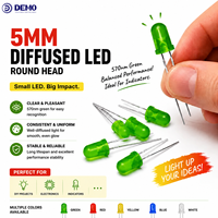 Diode LED verte diffuse de 5 mm, 570 nm, tête ronde, lentille teintée, DIP, traversante, voyant lumineux, 2,0-2,2 V, 80 mW