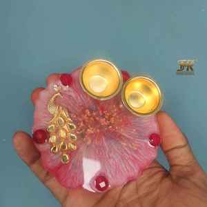 Plato de Oración Artístico Hecho a Mano con Resina Epoxi Ecológica Decorativa, Diseñado para el Festival Diwali, Modelo Espiritual - Product Image 2