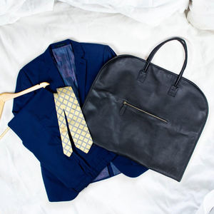 Men's Travel Gift Set Leather <b>Suit</b> <b>Carrier</b> & Matching Hanging Wash Bag With Custom Monogram Personalized Initials LSC-0027 - Product Image 3