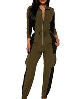 Survêtement coupe-vent brodé uni pour femme, en polyester/nylon, fermeture éclair, longueur intégrale, style streetwear