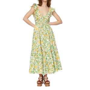 Vestido combinado de moda amarillo y verde con diseño fluido para opciones de ropa informal y de fiesta de proveedor indio - Product Image 1