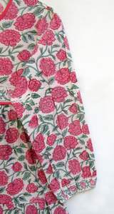 Feminine Charm Energetic Pink Applique Embellished Bodice Lace Fabric Women <b>Kimono</b> <b>Maxi</b> <b>Dress</b> With Drawstring for Adjustable Fit - Product Image 4