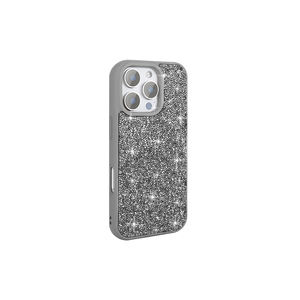 Étui de protection en silicone de luxe avec strass et diamants pour iPhone 16 Pro, coque arrière élégante antichoc avec finition électrolytique - Product Image 1