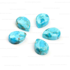 หินควอตซ์ธรรมชาติทรงหลังเบี้ยทรงลูกแพร์10X14มม. ของ mohhave Blue Turquoise จากผู้จำหน่ายขายส่ง - Product Image 4