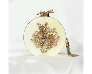 Pochette de soirée en résine à la mode unique pour femmes carré nacre avec motif de pierre élégant sac à main de fête de mariage pour dames - Product Image 5