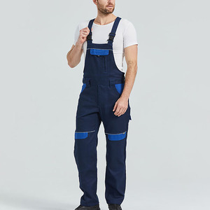 High Quality Customizable <b>Men's</b> <b>Dungaree</b> Workwear Casual Fashionable Denim Polyester Coverall Custom Uniform - Product Image 3