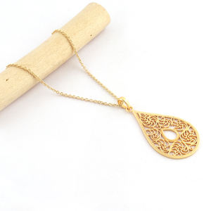 Nouveau Design plaqué or mat en forme de poire, pendentif de créateur en filigrane, chaîne à maillons classique, pendentif de collier, cadeau de fête - Product Image 1