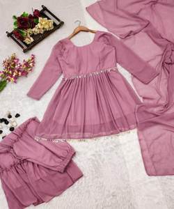 Ensemble Sharara en coton de qualité supérieure, travail de tissage, multicolores, dernier design fantaisie, comprend un haut et un dupatta pour les mariages et les occasions festives, en stock - Product Image 2