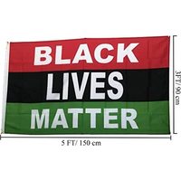 Lot de 2 drapeaux Black Lives Matter (BLM) 3x5 pieds, grande bannière de protestation pour la paix en toile avec 2 œillets - USA TOP FLAGSINC