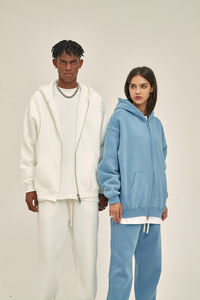 Sweats à capuche unisexes personnalisés 100% coton à fermeture éclair, col à capuche, lourds, surdimensionnés, streetwear, mode, service OEM - Product Image 2