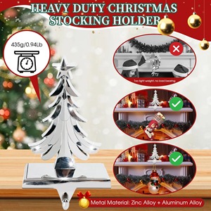 Soporte de calcetín de Navidad de Metal bronce Vintage para chimenea, estante colgante festivo para vacaciones, Organizador - Product Image 3