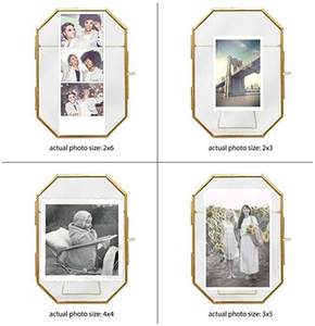 Cadre de photo en métal élégant cadre de photo en laiton suspendu or vente en gros de cadres muraux en verre décoratifs de mariage pour la décoration intérieure - Product Image 4