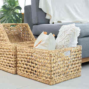 Panier de rangement en jacinthe d'eau tissé à la main de haute qualité pour salle de bain décor à la maison directement fabriqué au Vietnam - Product Image 1