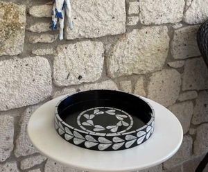 ถาดเสิร์ฟพร้อมการออกแบบแบบฝังด้วยมุกและงานฝีมือที่หรูหราสำหรับตกแต่งบ้านทำจากเรซิ่นทรงกลมสวยงาม - Product Image 3