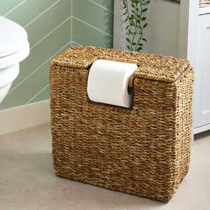 Portarrollos de Papel Higiénico Cuadrado de Jacinto de Agua, Cesta de Almacenamiento Independiente para Baño, Tejida a Mano, Venta al por Mayor, Hecho por VgreenArt en Vietnam - Product Image 3