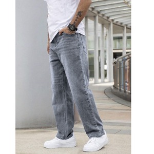 Jeans de Hombre de Algodón Estampado de Lujo, Ecológicos, de Color Sólido, Nuevo Estilo, Azul, Corte Recto, Ajustados, de Alta Calidad, Personalizados, Cintura Media, Talla Grande - Product Image 4