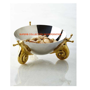 Bol d'escargot en métal argenté et doré de qualité supérieure au design fantastique pour la maison Bol décoratif pour les hôtels et les restaurants - Product Image 1