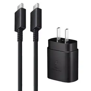 Pengisi daya perjalanan 25W pengisi daya ponsel pintar baterai & catu daya USB C pengisi daya ponsel untuk Samsung S21 S22 Note 10 Note 20