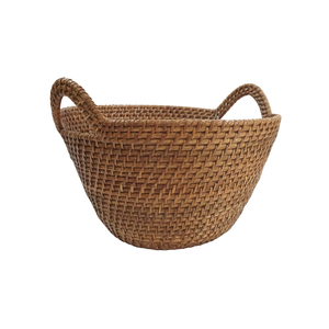 Panier plat rectangulaire luxueux en rotin avec forme et poignée Rollick pour servir des collations au petit-déjeuner Cadre intérieur rustique et confortable - Product Image 4