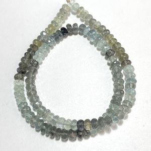 Perles à facettes en forme de rondelle d'aigue-marine de mousse, perles de pierres précieuses naturelles de 6MM, magasin de perles en gros - Product Image 4