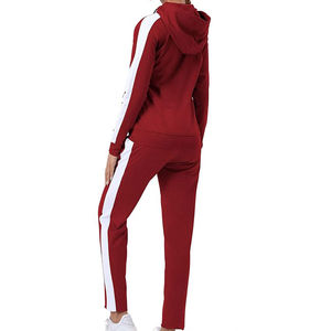 Venta al por mayor de algodón en blanco gimnasio manga larga chándal Tops logotipo personalizado diseño Sudadera con capucha chándal 2 piezas conjuntos chándales transpirables - Product Image 5