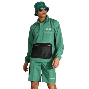 Ensemble court coupe-vent à rayures personnalisées en gros 2025 veste de survêtement et ensemble court - Product Image 1