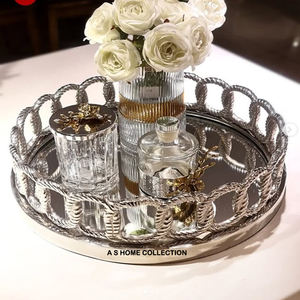 ถาดศิลปะกระจกสแตนเลสสตีลสีทองด้ามจับเป็นรูปดอกไม้หรูหราทันสมัยพร้อม2025 - Product Image 5