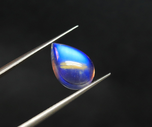 Gemas de cabujón de piedra lunar arcoíris Natural-Piedra lunar arcoíris en forma de PerA-Cabinas lisas llamativas azules Piedra lunar para hacer joyas - Product Image 5