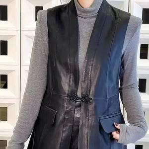 Chaleco de Piel de Oveja de Diseño de Moda al por Mayor, Chaleco de Cuero Auténtico de Secado Rápido, Chalecos Impermeables OEM para Mujer, Fabricante - Product Image 1