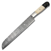 Ensemble de couteaux de chef professionnels en acier Damas de style japonais DD-KKS-909, étui en cuir, manche en os de chameau et corne de buffle