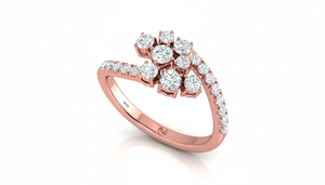 Anillo de Diamantes Naturales de Lujo para Mujer, Chapado en Rodio de 14K, con 24 Diamantes Redondos de Corte Brillante |   0.80Ctw Color G - Product Image 3