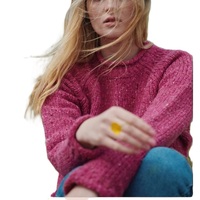 Meistverkaufter Lässiger Herbst-Winter Damen Pullover mit Langen Ärmeln O-Ausschnitt Einfarbig Gestrickter Sweater 100% Acryl Knitterfrei
