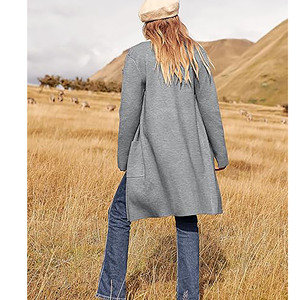 Pull Coatigan long en tricot pour femmes 2025 Automne Casual Waterproof Knitting Solid Color Slim Trench Coat - Product Image 6