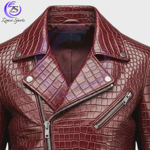 Nouvelles vestes tendance en cuir véritable gaufré personnalisées avec support respirant, fermeture éclair de marque, texture texturée pour hommes, hiver par Zimvi Sports - Product Image 3