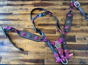 Cabecera de cuero occidental de primera calidad con diseño floral hecho a mano para caballos para entrenamiento y espectáculos de proveedor indio - Product Image 3