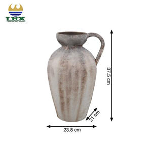 Vase <span class=keywords><strong>en</strong></span> céramique fait à la main <span class=keywords><strong>en</strong></span> usine poignée <span class=keywords><strong>cruche</strong></span> de poterie Vintage rustique Wabi-Sabi <span class=keywords><strong>terre</strong></span> cuite pour décor intérieur et extérieur Vase de table - Product Image 2