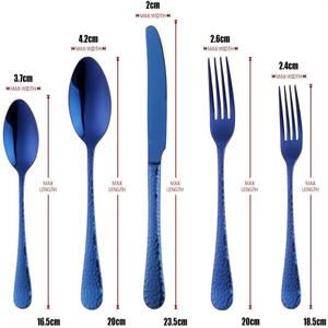 Cubiertos de Primera Calidad con Mango Azul Martillado y Acabado de Espejo, Perfectos para Hoteles, Restaurantes, Resorts y Vajillas de Alta Cocina - Product Image 6