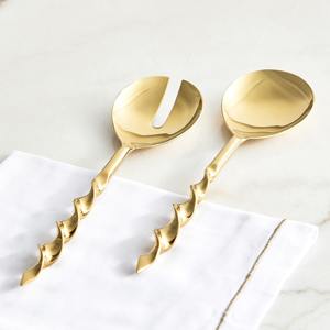 Juego de servidores de ensalada de acero inoxidable pulido con mango de diseño, juego de cubiertos de alta gama para cocina moderna - Product Image 1