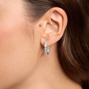 Boucles d'oreilles créoles en argent sterling Moissanite Trendy Luxe Loop Shine Twinkle - Product Image 2