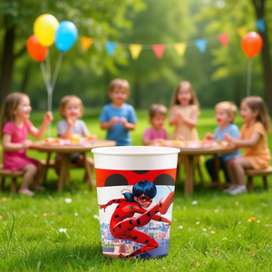 Gobelets en papier Coccinelle 200 ml, vaisselle de fête, lot de 6 pièces - Product Image 3