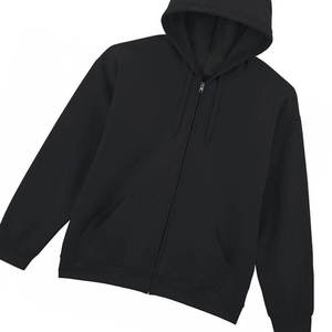 Sudadera con Capucha Negra con Cierre para Mujer al por Mayor, Chaqueta de Felpa de Algodón Grueso con Estampado Personalizado, Antibolitas, Transpirable, para Invierno - Product Image 2