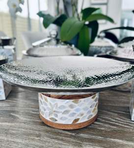 Factory Wholesale Custom Mother of Pearl Inlay <b>Chocolate</b> Stand Handmade Capiz <b>Shell</b> Cake Stand for Ramadan from India - Product Image 2