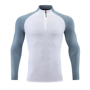 Haute qualité hommes Gym t-shirts Spandex à manches longues haut de course personnalisé blanc Fitness séchage rapide vêtements T-shirt pour hommes - Product Image 5