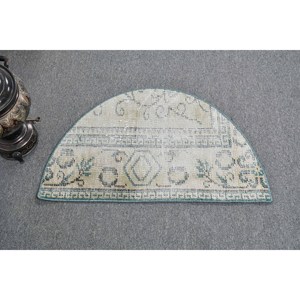 Alfombra de lana clásica azul Beige 2,5X1,5 pies hecha a mano Vintage turco rectángulo Patchwork diseño respaldo de látex para juegos de alfombras - Product Image 1